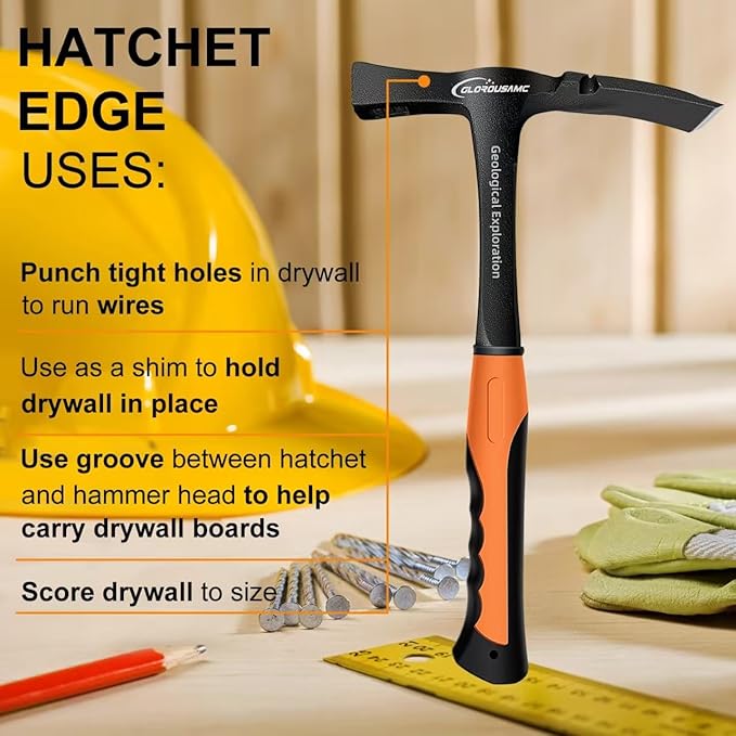 36 oz Ultra Rock Pick Hammer – Heavy-Duty Masonry & Bricklayer Tool with Comfortable Rubber Grip – Ideal for Rock Hounding & Geological Study