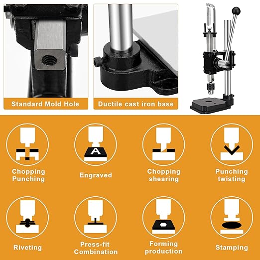 Leather Press Leather Hole Puncher Upgraded Hand Punching Machine for DIY Leather Craft Punching Holes Cutting,Forming Pressing,Install Rivets and Snap Buttons