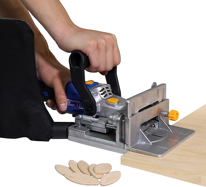 Steel Force BJ184 Wood Biscuit Plate Joiner 4" Brushless Cordless with 20V 5.0Ah Battery and Charger, 8mm 5/16" Dilling Bits, Up to 1-1/2" Drilling Depth