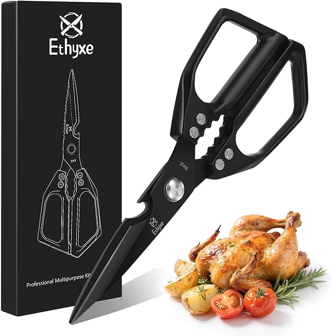 Kitchen Shears for Food - Professional Stainless Steel Japanese Kitchen Scissors for Chicken Bones, Fish, Turkey, Herbs, and Meat ??Heavy Duty and Dishwasher Safe