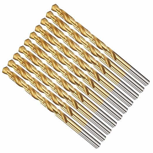 Drill Bit, 17/64" Cutting Diameter, 4341 HSS Jobber Bits TiN Coated 135° Cutting Angle - (Applications: for Drilling Soft Metal Plastic Wood), 10-Pieces