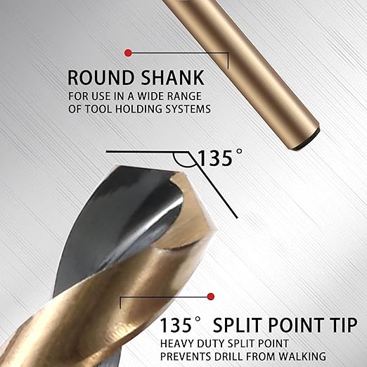 29Pcs Drill Bit Set, 135째 Tip HSS with Black and Gold Finish, Twist Jobber Length Drill Bit Kit for Hardened Metal, Cast Iron, Stainless Steel, Plastic and Wood with Storage Case 1/16"-1/2"