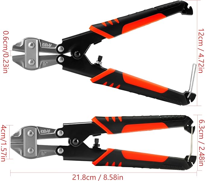 Wire cutter Bolt Cutter,edge cutter 8 inch Small Heavy Duty Wire Cable Cutter with Soft Grip Anti-Slip Handle,Sharpen Cutting Edge,Wire Cutter,One Hand Operation,Small and Portable Design
