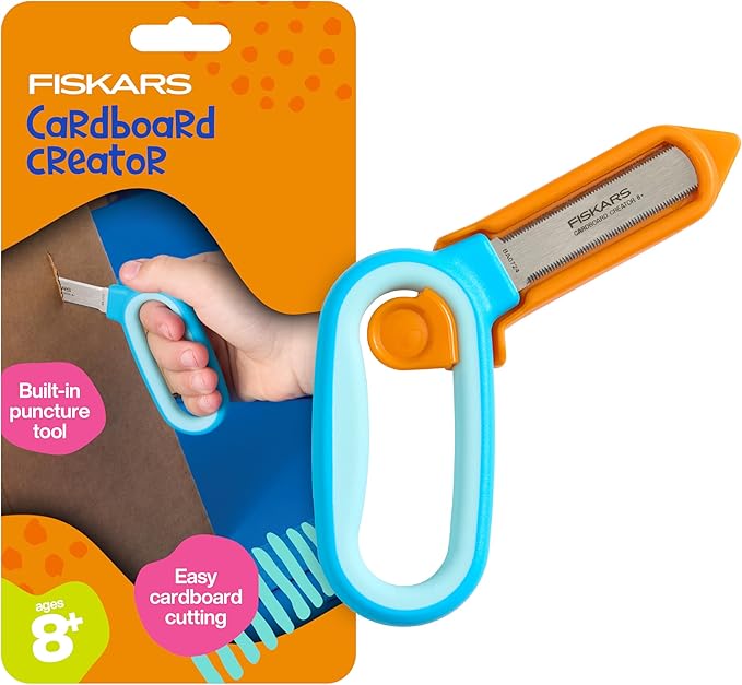 Fiskars Kids Cardboard Creator ??Safer Cardboard Cutting Tool with Ergonomic SoftGrip Handle, For Craft and School Supplies, 5 inches