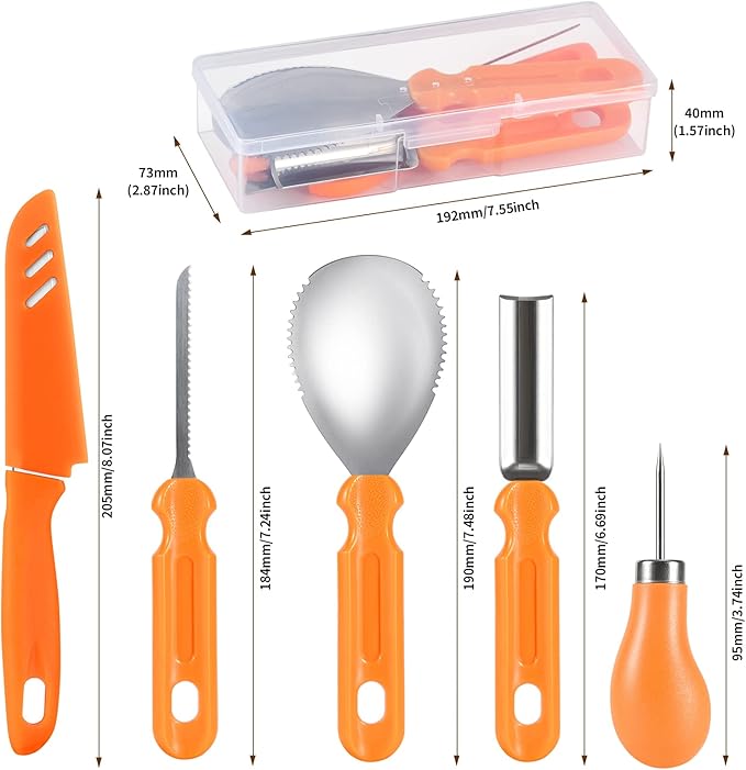 Kuaima Professional Pumpkin Carving Tools Set - Stainless Steel Carving Knife (5PCS)