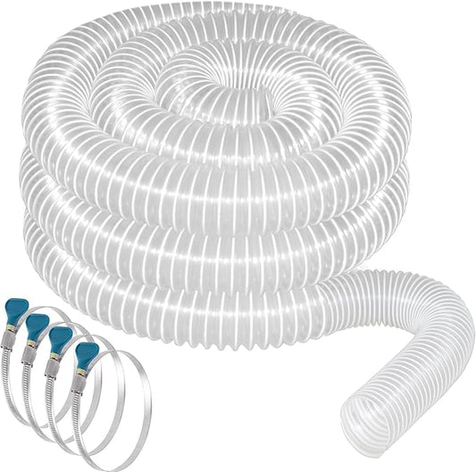 Qucship PVC Dust Collection Hose 2 1/2" x 20' - Heavy PVC Fume Collection Hose for Workshop, Woodworking, Dust Collection Systems
