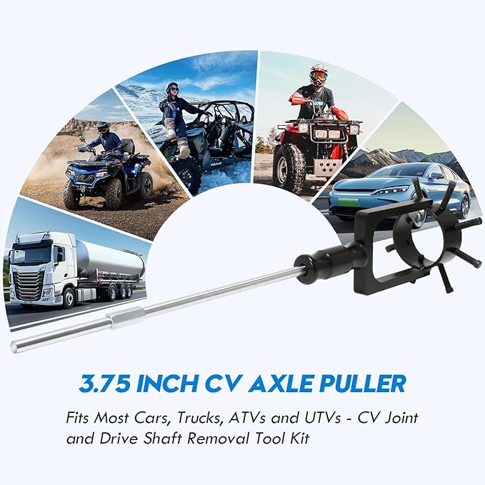 3.75 inch CV Axle Shaft Puller Tool Kit 竊똗TV/ATV CV Axle Removal Tool竊똇eavy Duty Axle Puller with Slide Hammer for Cars, Trucks, ATV & UTV - CV Joint & Driveshaft Removal Tool Set