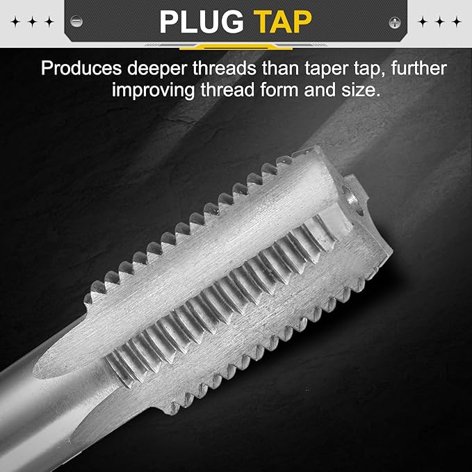 uxcell Hand Plug Tap M22 x 2.5 H2 Metric Thread Plug Style Taps Straight Flute Screw Tapping Threading Tool High Speed Steel HSS6542