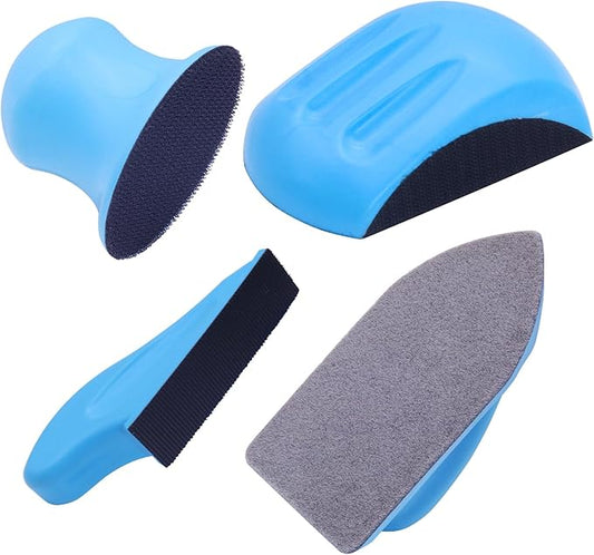 Hook and Loop Sanding Blocks Set, Round and Mouse Hand Sanding Block for Wood Furniture Car and Crafts, 4PCS
