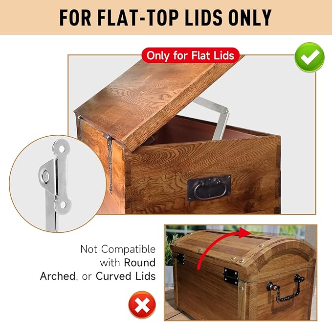 HBL' 1 Pack | Toys Box Hinges Soft Close Lid Support Chest Hinges for Wooden Toy Box, Cedar, Storage Trunk & Benches, Made of Zinc Alloy, Safety & Heavy Duty.