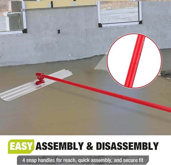 48"x8" Bull Float Kit, Aluminum Magnesium Alloy Concrete Float with Adjustable Bracket & Handles, Round End Finishing Tool Cement Tool