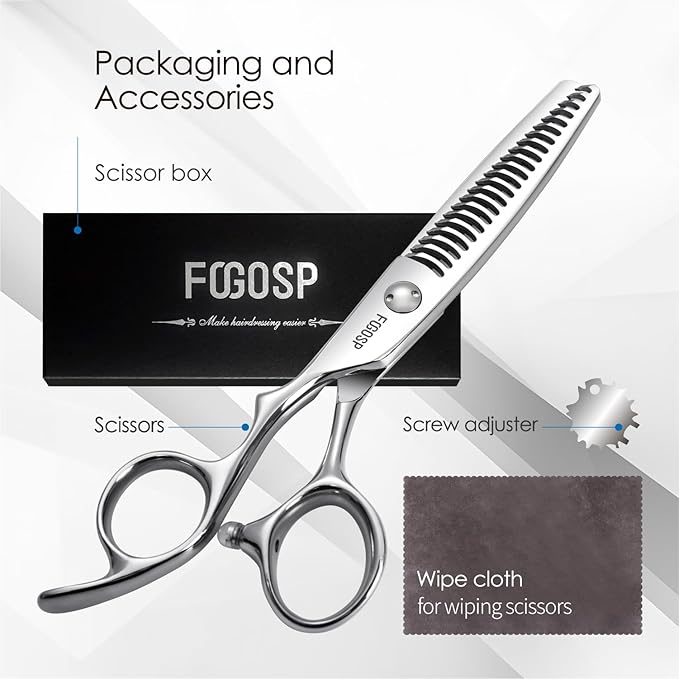 Left Handed Hair Thinning Scissors 6??Professional Barber Scissor Japan VG10 CNC Ultra-Precise Cuts, Razor Sharp Blades 22 Teeth Thinner Hair Shears for Women & Men 30% Thinning Rate