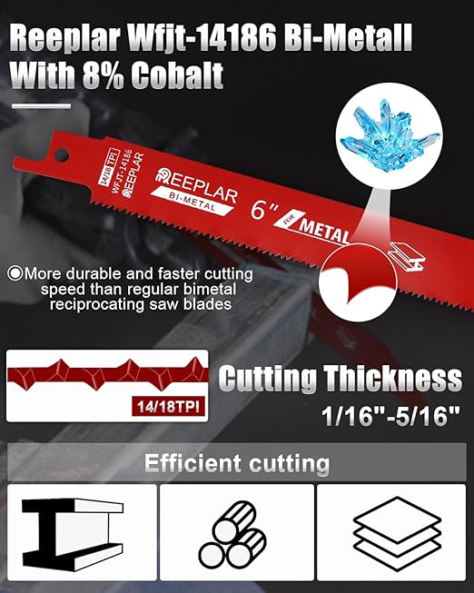 25 Pack 6 inch 14/18 TPI Bi-Metal Auto Dismantling Sawzall Blade for Metal, 6??18-TPI Reciprocating Saw Blades Replace Milwaukee and Diablo sawzall Blade