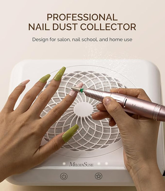 MelodySusie Professional Nail Dust Collector with Max Suction Power,SProF 4500RPM Nail Vacuum Fan with 3 Suction Modes,Touch Control & 360-Degree Capture Trusted Tool for Nail Tech & Salon Use,White