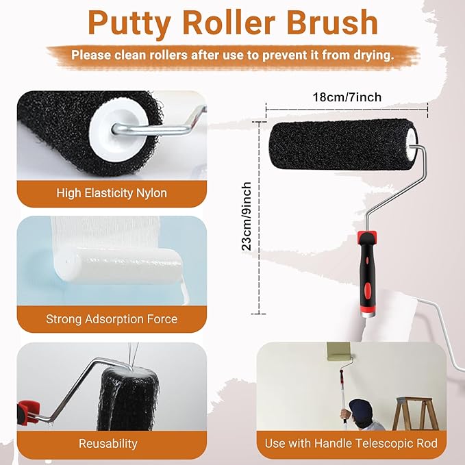 DEKEones Drywall Skimming Tools Set with 10??4??2??Skimming Blades, a Paint Roller, a Extension Pole and 3 Kinds of Putty Knife Tools for Smoothing Wall and Ceiling