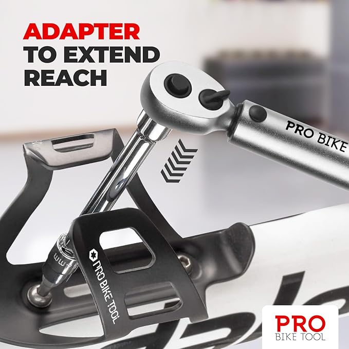 PRO BIKE TOOL Adjustable Torque Wrench Set - High-Precision 1/4 Wrench with 2-20 Nm Range - Complete Bike Tool Kit with Hex, Torx Bits, and Case for Easy Storage