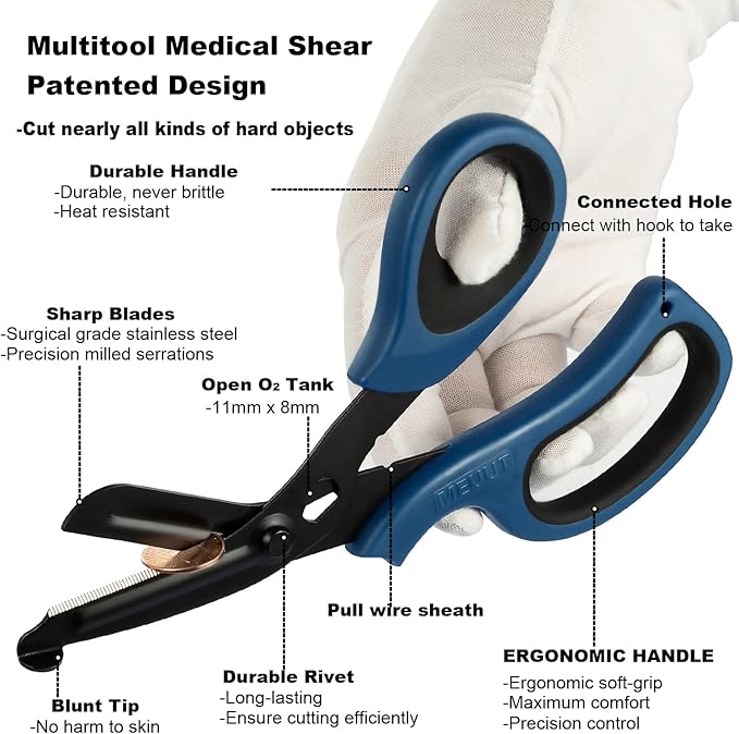 MEUUT 2 Pack Medical Scissors Trauma Shears for Nurses - Patented Bandage Scissors Heavy Duty Surgical Grade EMT Scissor for EMT Workers
