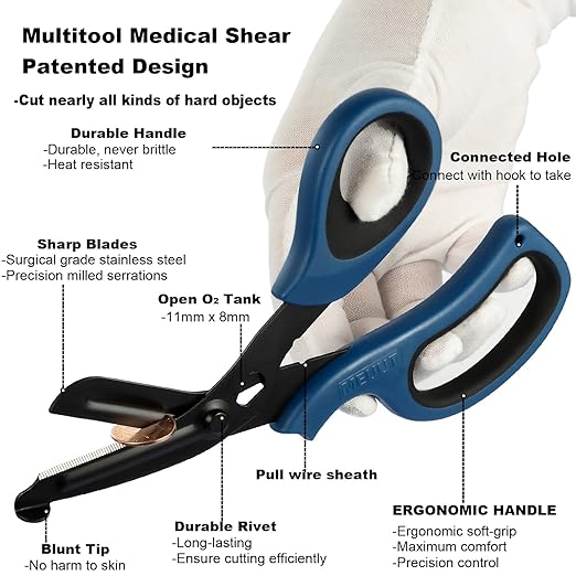 MEUUT 2 Pack Trauma Shears Bandage Scissors - Medical Supplies with 8 inch Heavy Duty Medical Scissors for EMT Workers Nurses