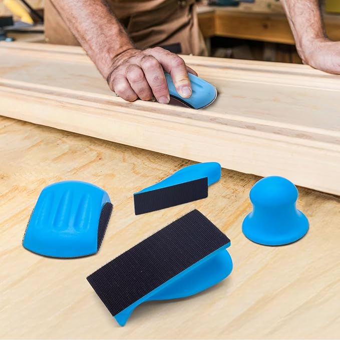 4PCS Hand Sanding Blocks Hook and Loop, 5 Inch Mouse Sanding Block and 5.3" Hand Sander Block for Woodworking Furniture Automotive Body Arts and Crafts