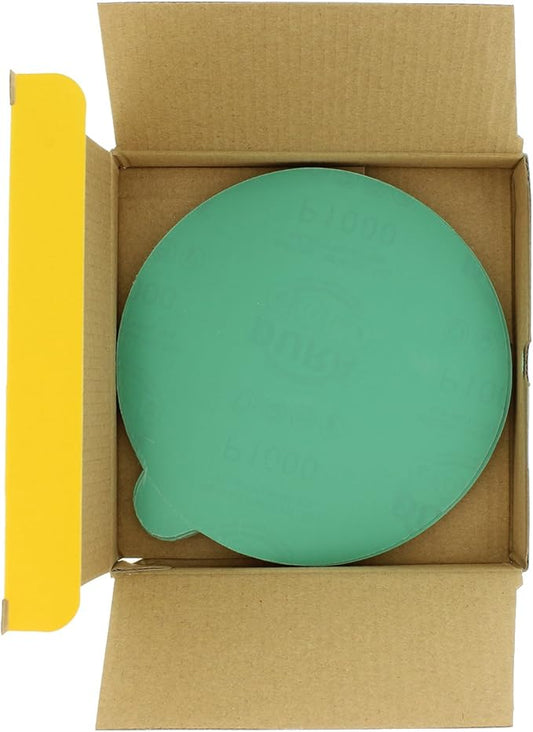 Dura-Gold Premium 6" Green Film PSA Sanding Discs - 1000 Grit (Box of 25) - Self Adhesive Stickyback Sandpaper for DA Sander, Finishing Fine Cut Abrasive, Sand Automotive Car Paint, Woodworking Wood