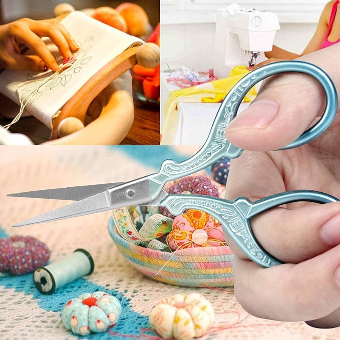 BIHRTC 3.6 Inch Small Embroidery Scissors Sharp Stainless Steel Needlepoint Scissors DIY Tool Dressmaker Shears for Sewing Crafting Needlework Houshold