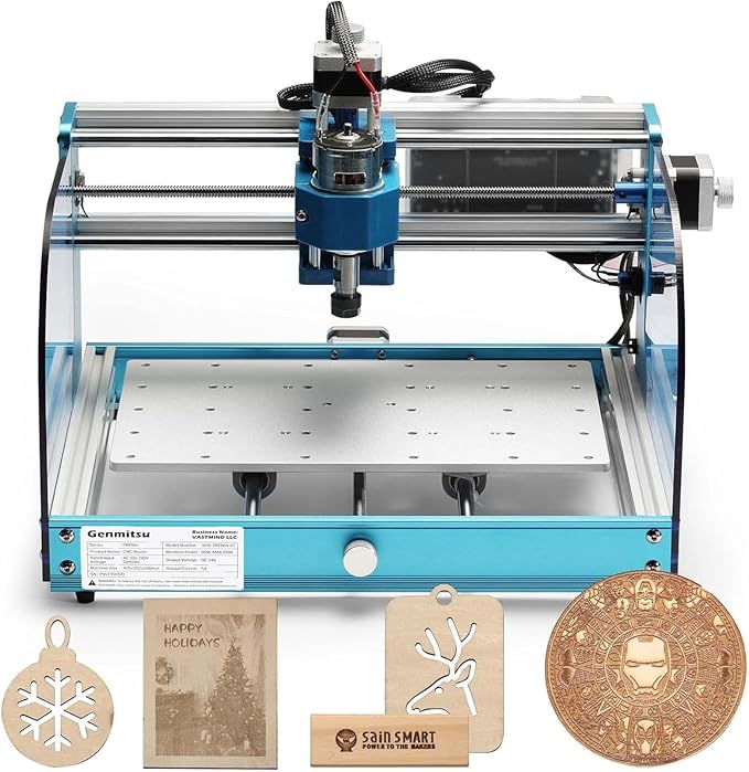 Genmitsu 3018-PROVer V2 CNC Milling Machine, Desktop CNC for Beginner with Limit Switches & Emergency-Stop, Upgraded Z Axis Aluminum Spoilboard, Working Area 284 x 180 x 40mm (11.2 x 7.1 x 1.6 inches)