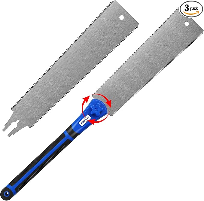 Japanese Pull Saw Set 9.5" & 11.5" Double Edge Flush Cut Saw, Flexible SK5 Ryoba Replaceable Blades 14/18 & 7/11 TPI, Non-Slip Ergonomic Handle, Japanese Hand Saws for Woodworking Tools