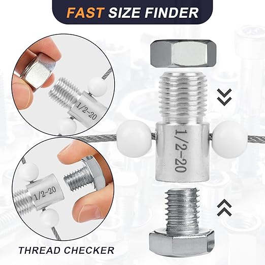 Nut & Bolt Thread Checker - 26 Male/Female Gauges - 14 Inch & 12 Metric for Quickly Checking Nuts and Bolts Inch or Metric and Verifying The Size