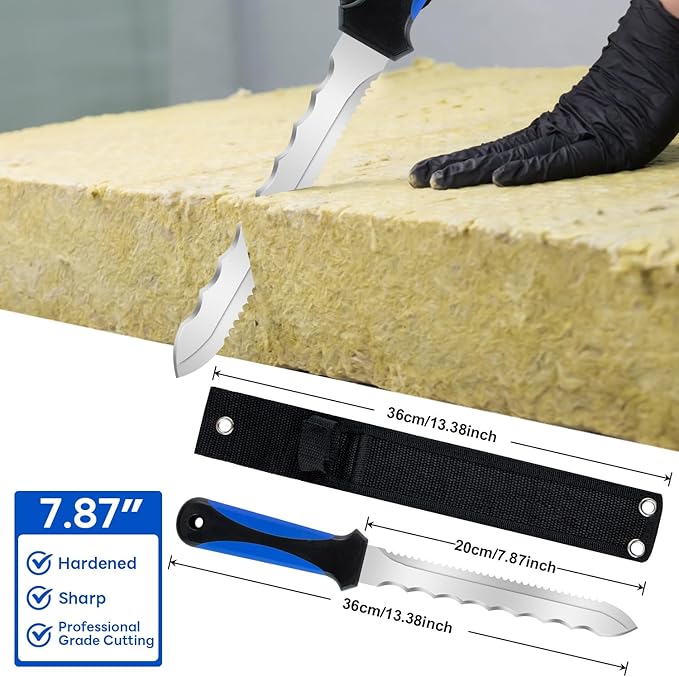 Stainless Steel Insulated knife: 11.14-inch sharp blade, Double Side Sod Cutter Lawn Repair Utility with Nylon Sheath (8)