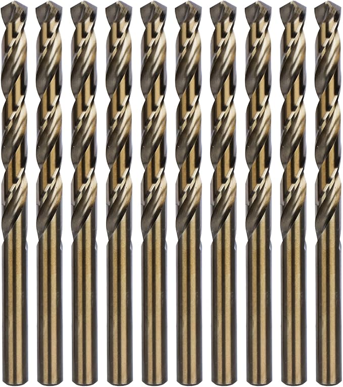 amoolo 5/16" Cobalt Drill Bit(10pcs), M35 HSS Metal Drill Bit Set for Hard Metal, Stainless Steel, Cast Iron Box of 10