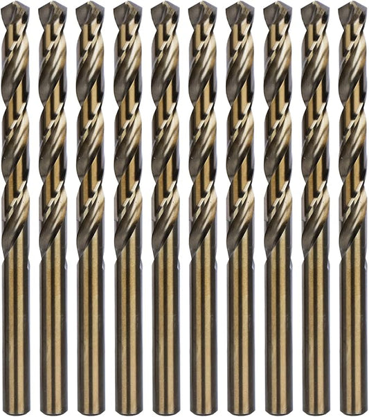 amoolo 5/16" Cobalt Drill Bit(10pcs), M35 HSS Metal Drill Bit Set for Hard Metal, Stainless Steel, Cast Iron Box of 10