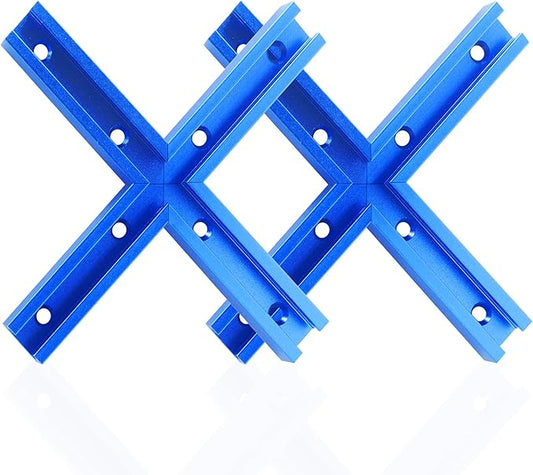 Bikykose 2 T-Tracks for Woodworking with Screws,Aluminum Alloy Woodworking Tools Double Cut Profile Universal T-Tracks with Predrilled Mounting Holes (Intersection - 2Pack)