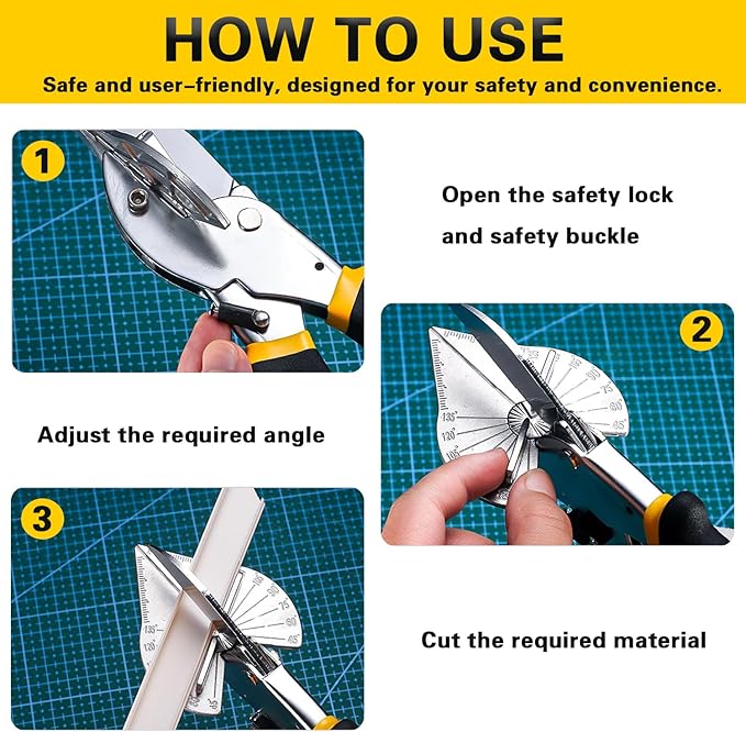 Multifunctional Trunking Miter Shears for Molding and Trim Cutter Adjustable 45 To 135 Degree Hand Tools for Cutting Plastic PVC and Molding Trim with Replacement blades