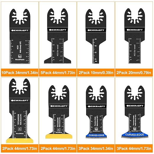 136 PCS Oscillating Tool Blade, Multi Tool Blades Kits with Sandpaper, Arc Edge & Titanium, Oscillating Saw Blades for Wood Metal, Universal Multitool Blades Fit Milwaukee, Ryobi
