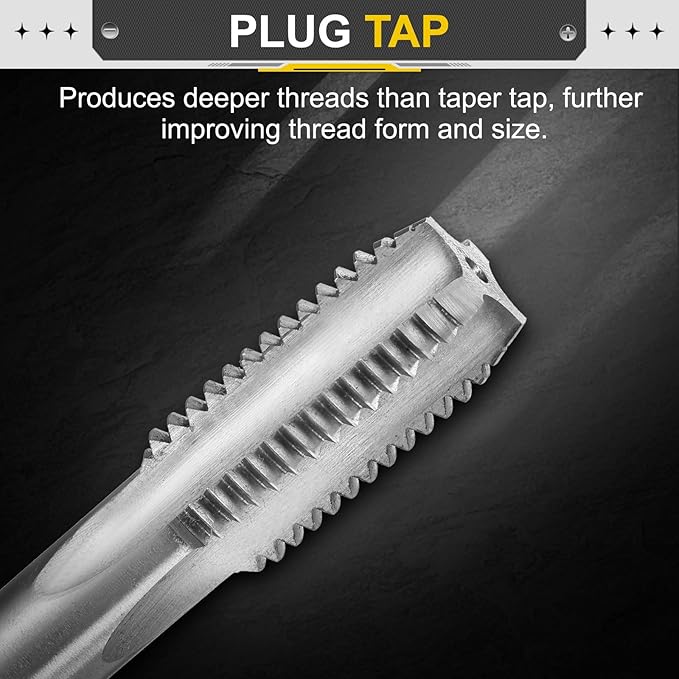 uxcell Hand Plug Tap M18 x 2.5 H2 Metric Thread Plug Style Taps Straight Flute Screw Tapping Threading Tool High Speed Steel HSS6542
