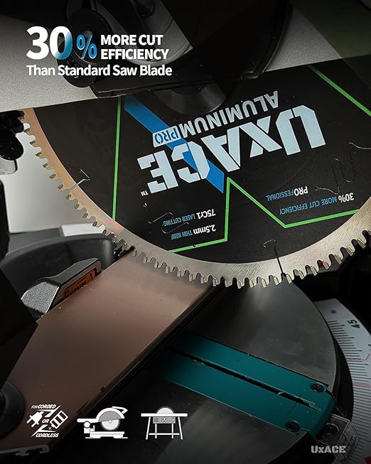 8-1/4-Inch 80-Tooth Circular Saw Blade, 5/8-Inch Arbor, Aluminum, Non-Ferrous Metal Cutting Blade, Carbide Tip, Thin Kerf, for Thin Aluminum, Plastic, Composite