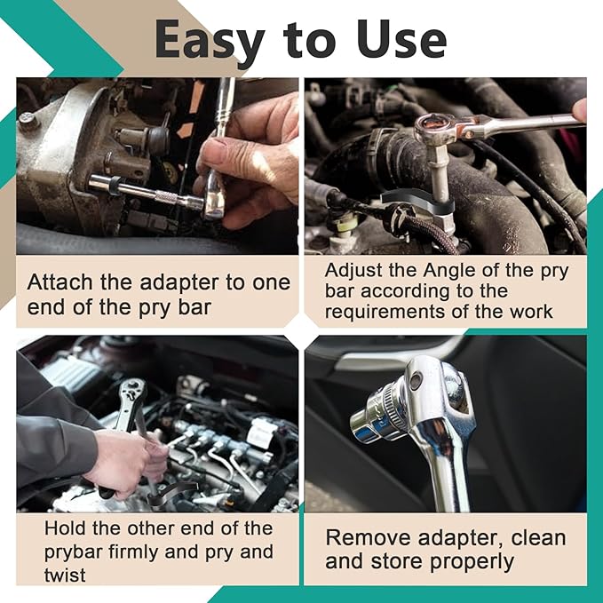 2 Pcs Pry Bar Wrench Adaptor Head - 2 Style Crowbar Adapter Head Tools Fits 1/2" Drive Ratchets, Half Shaft Removal Car Repairing Tools for Tight Spaces