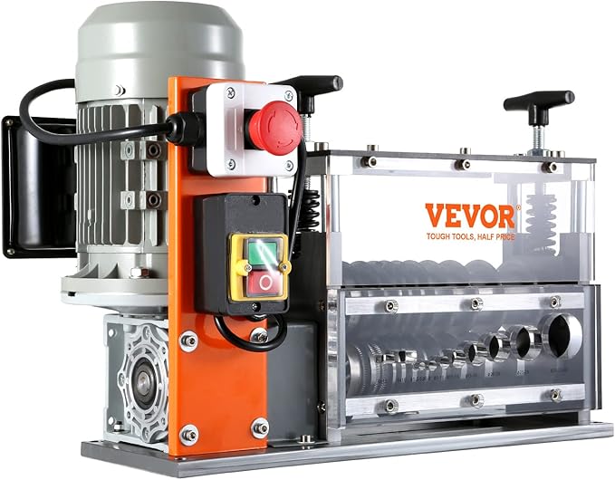 VEVOR Electric Wire Stripping Machine, 0.06''-1.57'' Automatic Wire Stripper Machine, 750 W, 98 ft/min Wire Stripper with Visible Stripping Depth Reference, 10 Channels Electric Wire Strip Machine