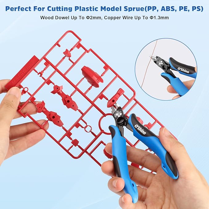 O?셎hine Double-Edged Sprue Cutter for Beginner, Sharp Model Nippers for Plastic Models, Gunpla Gundam Hobby Model Kit Nippers Clippers, A Plastic Sheath Included