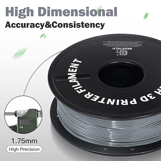Geeetech TPU Filament 1.75mm ??95A Flexible 3D Printer Filament with High Elasticity, 1KG (2.2lbs) Spool, Dimensional Accuracy 짹0.03mm, Fits Most FDM Printers (Grey)