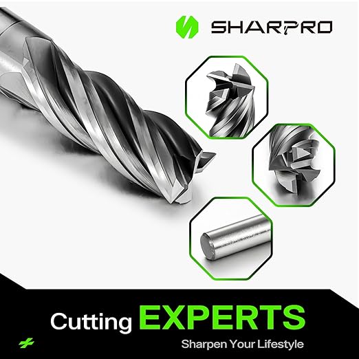 SHAPPRO 5/16 Inch Shank Carbide Square End Mill, 4 Flute CNC End Mills, Heat-Resistant Metal Endmill Suitable Alloy Steel, Stainless Steel, Various Cast Iron（5PCS）