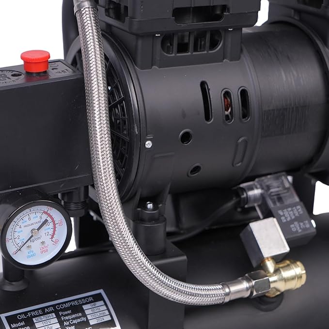 MZB 2.4 Gallon Ultra Quiet Air Compressor 1.0HP 110V/60Hz 5.65CFM, MAX 115PSI Steel Tanks Oil-Free 68dB Noise Level Air Compressor for Spray Painting, Auto Repair, Carpentry Decoration