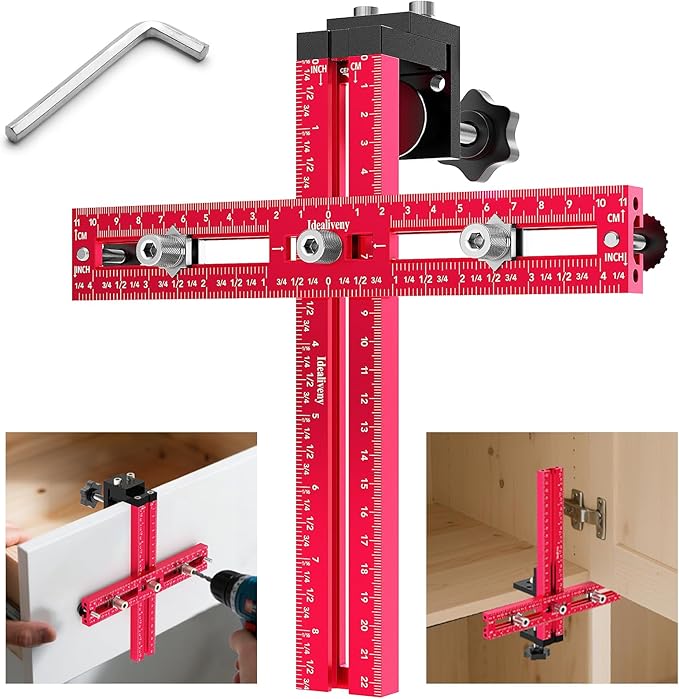 Cabinet Hardware Jig ??Adjustable Drill Guide Template for Knobs & Handles Precision Hole Locator for DIY Cabinet Installation Fits 2.5" to 7.5" Spacing