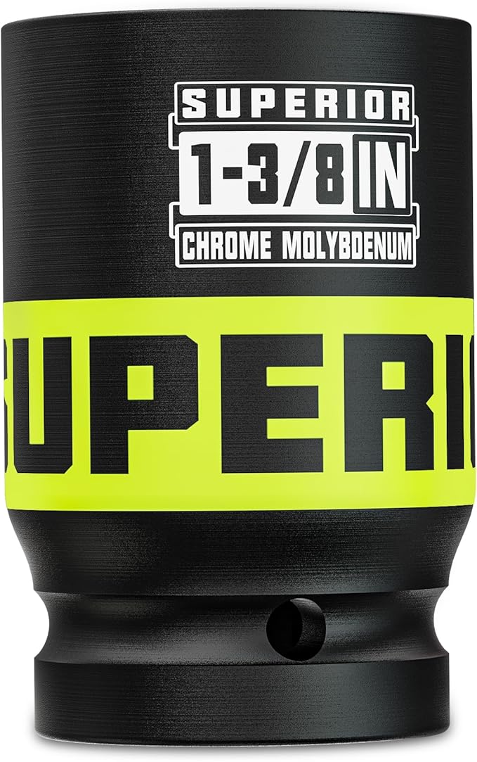 3/4" Drive Impact Socket, 1-3/8 Inch Deep Socket, SAE Axle Nut Socket, 6 Point, CR-MO, Automotive, Truck Maintenance, Heavy Equipment Repair