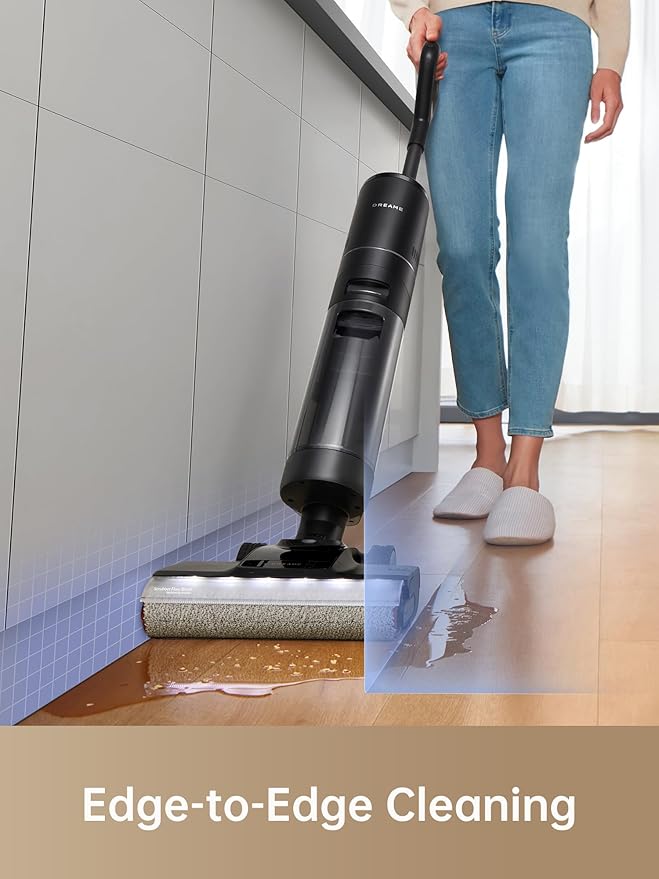 DREAME H13 Pro Wet Dry Vacuum Cleaner, Smart Floor Cleaner Vacuum Mop for Hard Floors, 140째F Brush Wash, Hot Air & Dual Rotation Self-Cleaning, GlideWheel Power System, Great for Sticky Messes