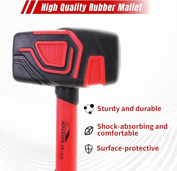 Mallet, 36 oz Mallet Hammer, Soft Face Hammers, Rubbers Hammers, Rubber Mallets Hammer, Rubber Mallets For Woodworking, Crafts, Jewelry Making, Red and Black(1011g)