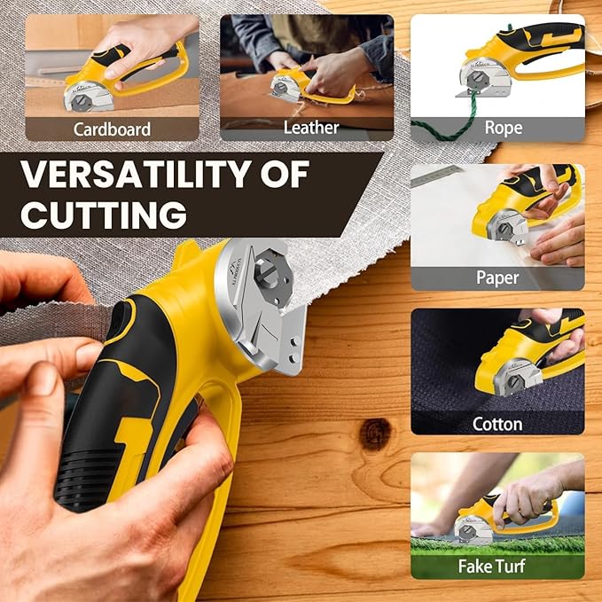 Cordless Electric Scissors ??4V Rotary Fabric & Cardboard Cutter ??Light-Duty Carpet Cutting Tool for Crafting and Home Use ??Portable Rechargeable Box Cutting Machine with Replaceable & Extra Blade