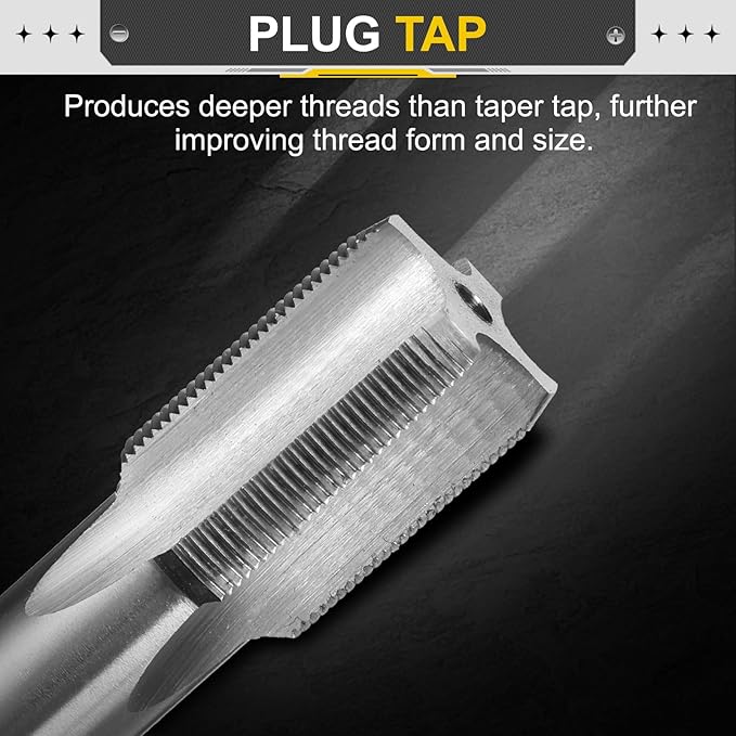 uxcell Hand Plug Tap M16 x 0.75 H2 Metric Thread Plug Style Taps Straight Flute Screw Tapping Threading Tool High Speed Steel HSS6542