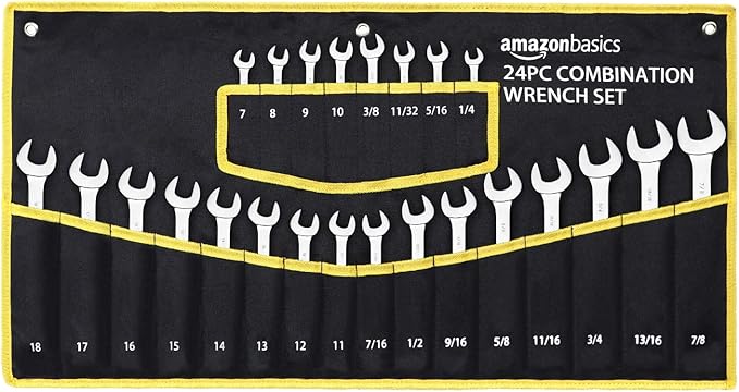 Amazon Basics Combination Metric and SAE Wrench Sets, Set of 24