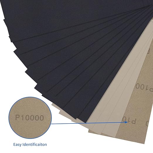1500 grit Sandpaper, Wet Dry Sand Paper 9 x 3.6 Inch for Wood Furniture Finishing, Metal Sanding and Automotive Polishing, 25 Sheets